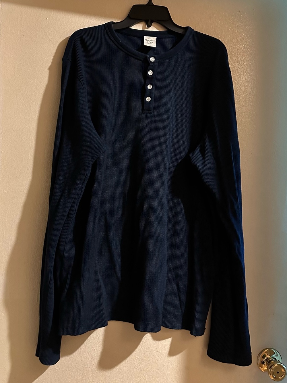 Abercrombie & Fitch Navy Waffle Henley
